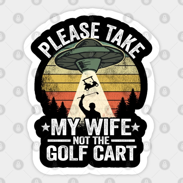 Golfing Golf Funny UFO Abduction Golf Cart Vintage Sticker by Kuehni